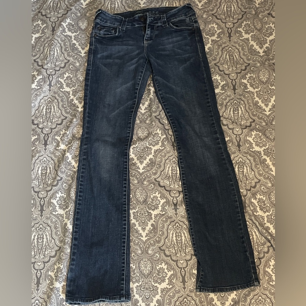 y2k low rise dark wash flare jeans